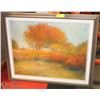 PAINTED FALL SCENE FRAMED 36"X30".
