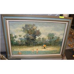 SKINNY DIPPING PAINTING FRAMED 41"X32"