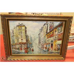 SEVILLE SAEZ SIGNED PAINTING OF PARIS STREET VIEW