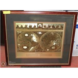 PICTURE FRAMED BLAEU WALL MAP PICTURE.