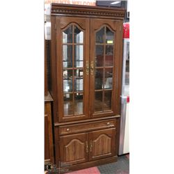 WOOD GLASS DOOR CHINA CABINET WITH LIGHTING &