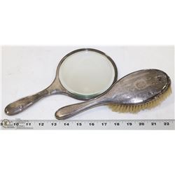 3PC SILVER PLATED BRUSH AND MIRROR