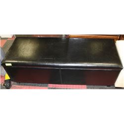 LEATHERETTE STORAGE OTTOMAN ON CHOICE: BLACK