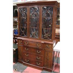 ANTIQUE CHINA CABINET WITH DOMED GLASS DOORS