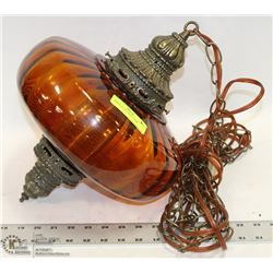 AMBER GLASS SWAG LAMP
