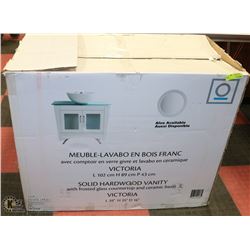 SOLID HARDWOOD VANITY WITH FROSTED GLASS