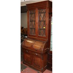 MID 1800S 3PC CYLINDER ROLL DECK WITH LEAD GLASS