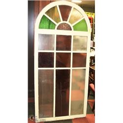 ANTIQUE CATHEDRAL STAINED GLASS WINDOW 3FTX6.5FT