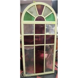 ANTIQUE CATHEDRAL STAINED GLASS WINDOW 3FTX6.5FT