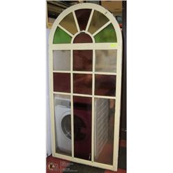 ANTIQUE CATHEDRAL STAINED GLASS WINDOW 3FTX6.5FT