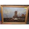 Image 1 : ANTIQUE OIL ON CANVAS NAVEL SCENE, 33 X 25, HAS