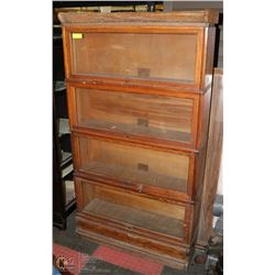ANTIQUE FOUR TIER LAWYERS BOOKCASE 62"X34"X11"