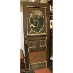 LATE 1800S ORNATE HOUSE DOOR WITH BELL AND HANDLES