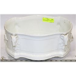 FRENCH CHIC WHITE CERAMIC POT WITH RAM HEADS