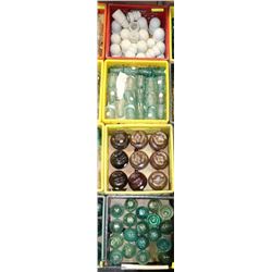 4 CRATES OF ASSORTED VINTAGE INSULATORS ON CHOICE