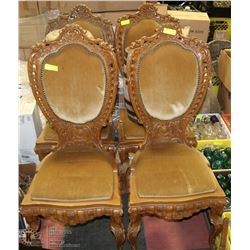 SET OF 4 WOOD CARVED CHAIRS-NEED REPAIR