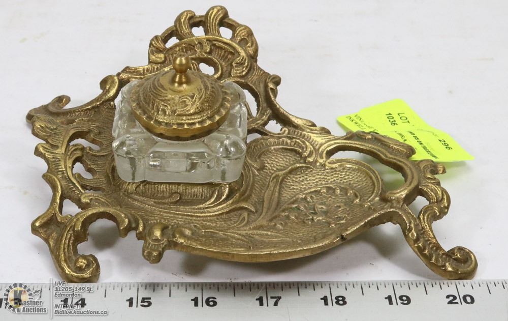 Victorian Ink Well Ink In VINTAGE VICTORIAN BRASS INK WELL - Kastner Auctions
