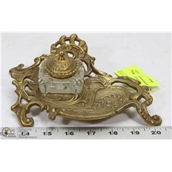VINTAGE VICTORIAN BRASS INK WELL