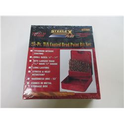 New 25 piece Brad point Drill Bits for Wood / comes with metal Index case