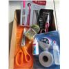Image 1 : flat full of Assorted Sewing items / shears/scissors/pins/sew kit/marking kit