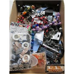 Flat full of Assorted crafting Beads / shells and more