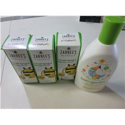 3 Zarbees Cough Syrup & 1 Babyganics night time Bubble Bath