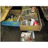 Image 1 : 2 boxes, 1 Wood box of assorted parts, accessories etc.
