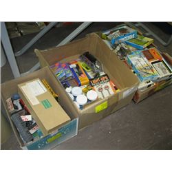 3 Boxes of misc Railroad put together Buildings, Paints etc.
