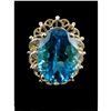 Image 2 : Blue Topaz & Diamond 14kt Gold Cocktail Ring