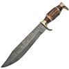 Image 1 : Damascus DM-1164 Stag Bone Handle Fixed Knife w/10.5" Damascus Bowie Blade