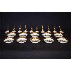 Early 20th century, gold plating "Figures" 10 for small dishes and 10 for spoon u o