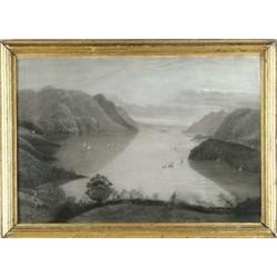 UNSIGNED (American, 19th Century) HUDSON RIVER SANDPAPER PICTURE.