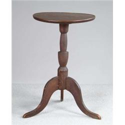 FABULOUS COUNTRY DISH TOP CANDLESTAND IN ORIGINAL CRUSTY RED PAINT.