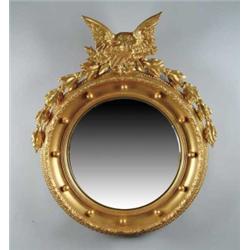 GIRANDOLE ROUND MIRROR WITH AMERICAN EAGLE.