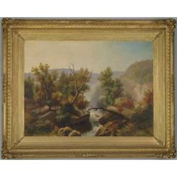 UNSIGNED (American, Late 19th Century) LANDSCAPE WITH WATERFALL.