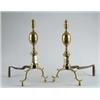 Image 1 : FINE PAIR OF FEDERAL BRASS DOUBLE LEMON TOP ANDIRONS.