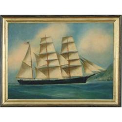 UNSIGNED (Chinese, 19th Century) BARQUE PORTRAIT “HENRY A. LITCHFIELD”.