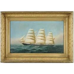 ANTONIO NICOLO GASPARO JACOBSEN (American, 1850-1921) SHIP PORTRAIT OF THE LAOMENE.