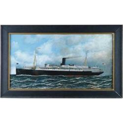 ANTONIO NICOLO GASPARO JACOBSEN (American, 1850-1921) PORTRAIT OF THE STEAMSHIP “LENAPE”.