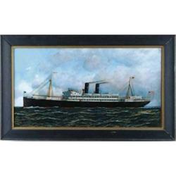 ANTONIO NICOLO GASPARO JACOBSEN (American, 1850-1921) PORTRAIT OF THE SCREW STEAMSHIP “BRAZOS”.