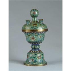 RARE AND EARLY CLOISONNÉ TWO PART INCENSE BURNER.