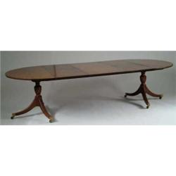GEORGE III MAHOGANY TWO PEDESTAL DINING TABLE.