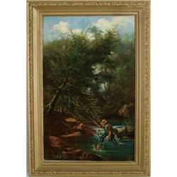 FREDERICK DEBOURG RICHARDS (American, 1822-1903) THE TROUT FISHERMAN.