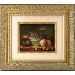 _? _? WARD (British/American?, 19th Century) STILL LIFE WITH FRUIT AND BIRDS NEST.