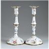 Image 1 : PAIR OF BILSTON ENAMEL CANDLESTICKS.