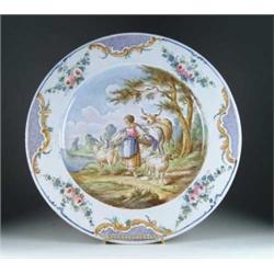FINE EUROPEAN FAIENCE CHARGER.  ” diameter.  CONDITION:  Generally very good, thumbnail size chip of