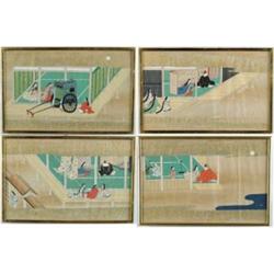 UNSIGNED (Japanese, 18th/19th? Century) SET OF FOUR INTERIOR SCENES.