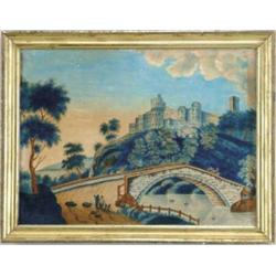 EARLY SCHOOLGIRL THEOREM DEPICTING CASTLES OF THE HUDSON.