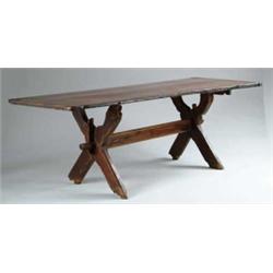 18TH CENTURY SAWBUCK FORM DINING TABLE.