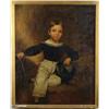 Image 1 : UNSIGNED (First half of the 19th Century) PORTRAIT OF A YOUNG BOY WITH FANCY HAT AND HOOP.